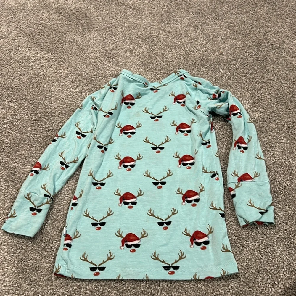 Posh‎ Peanut Rudy Print Christmas Rudolph the reindeer pajama top only 3T